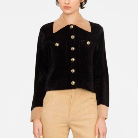 SANDRO embossed-button knit cardigan - Black - Picture 6 of 10
